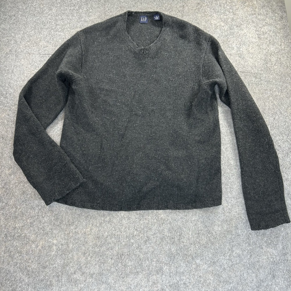 Vintage Gap Sweater Womens XL Y2K Lambswool Oversized Grunge V-Neck Flaws